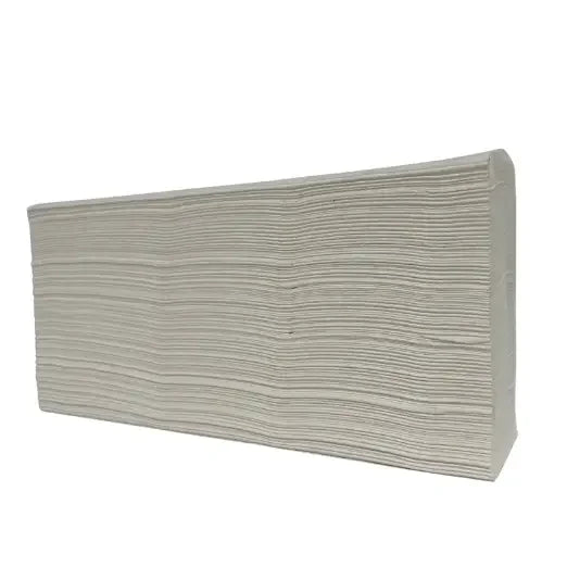 Stack of white folded paper hand towels for cleaning and drying