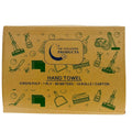 Brown carton of hand towels, 1 ply 80 meters, with cleaning product icons on packaging