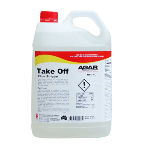 5L Agar Take Off floor stripper cleaning chemical in plastic container with red cap