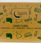 Box of hand towel rolls, 1 ply, 80 meters, 16 rolls carton for cleaning supplies