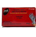 Pak Powder Free Vinyl Blue Gloves Small Carton Large