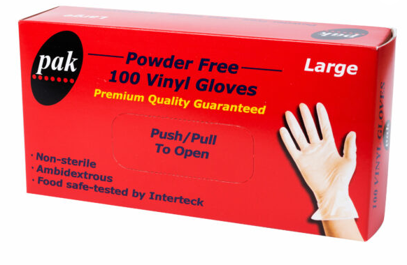 Clear Powder Free Vinyl Gloves Large