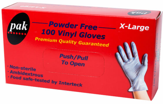 Clear Powder Free Vinyl Gloves Extra Large